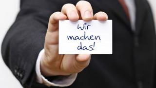 Wir machen das Anzug Mann Kompetenzen Dienstleistung