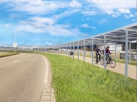 1. Solar-Radwegüberdachung entsteht in Freiburg